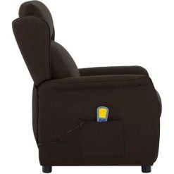 HAPPYSHOPPING Fauteuil Inclinable De Massage Marron Fonce Tissu -Pas Cher Fauteuil Magasin 40236206 4
