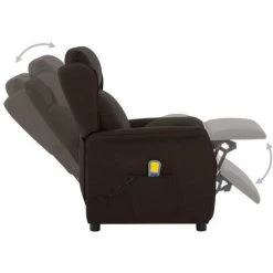HAPPYSHOPPING Fauteuil Inclinable De Massage Marron Fonce Tissu -Pas Cher Fauteuil Magasin 40236206 5