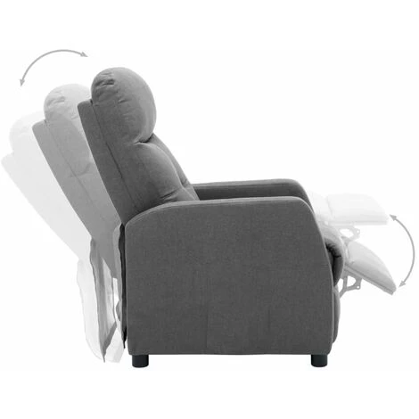 HAPPYSHOPPING Fauteuil Inclinable Gris Clair Tissu 7 HAPPYSHOPPING Fauteuil Inclinable Gris Clair Tissu – Image 5