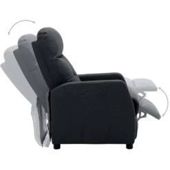 HAPPYSHOPPING Fauteuil Inclinable Gris Fonce Tissu -Pas Cher Fauteuil Magasin 40236213 5