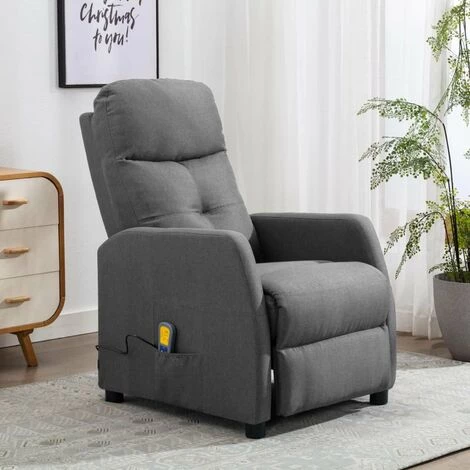 HAPPYSHOPPING Fauteuil Inclinable De Massage Gris Clair Tissu 3 HAPPYSHOPPING Fauteuil Inclinable De Massage Gris Clair Tissu