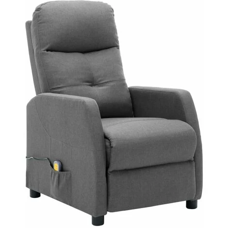 HAPPYSHOPPING Fauteuil Inclinable De Massage Gris Clair Tissu 4 HAPPYSHOPPING Fauteuil Inclinable De Massage Gris Clair Tissu – Image 2