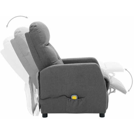 HAPPYSHOPPING Fauteuil Inclinable De Massage Gris Clair Tissu 7 HAPPYSHOPPING Fauteuil Inclinable De Massage Gris Clair Tissu – Image 5