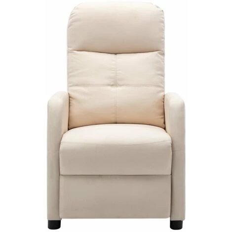 HAPPYSHOPPING Fauteuil Inclinable De Massage Creme Tissu 6 HAPPYSHOPPING Fauteuil Inclinable De Massage Creme Tissu – Image 4