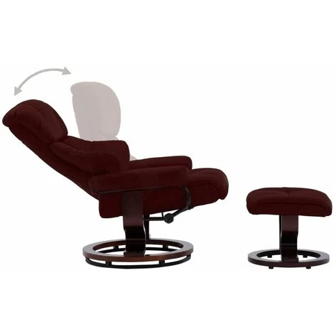 HAPPYSHOPPING Fauteuil Repose-pied Rouge Bordeaux Similicuir Et Bois Courbe 7 HAPPYSHOPPING Fauteuil Repose-pied Rouge Bordeaux Similicuir Et Bois Courbe â Image 5