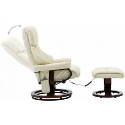 HAPPYSHOPPING Fauteuil De Massage Inclinable Creme Similicuir Et Bois Courbe -Pas Cher Fauteuil Magasin 40236251 3