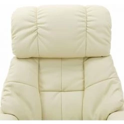 HAPPYSHOPPING Fauteuil De Massage Inclinable Creme Similicuir Et Bois Courbe -Pas Cher Fauteuil Magasin 40236251 5