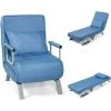 GOPLUS Fauteuil 2 En 1 Pliable Polyvalent Avec Dossier Réglable En 5 Niveaux, Coussin Rembourré, Couverture Démontable, Manche Ergonomique, Transformable En Lit (Bleu) -Pas Cher Fauteuil Magasin 40243414 1