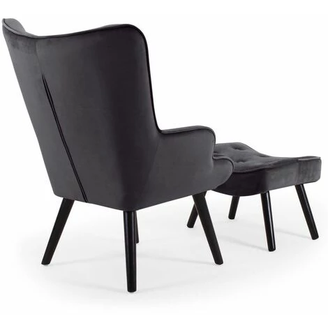 Paris Prix - Fauteuil & Pouf Scandinave "nomi" 100cm Noir 6 Paris Prix - Fauteuil & Pouf Scandinave "nomi" 100cm Noir – Image 4