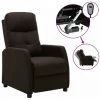 HAPPYSHOPPING Fauteuil Inclinable Electrique Marron Fonce Tissu