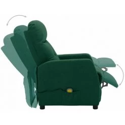HAPPYSHOPPING Fauteuil Inclinable Electrique De Massage Vert Fonce Tissu -Pas Cher Fauteuil Magasin 40251734 3