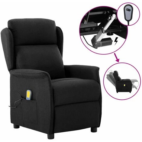 HAPPYSHOPPING Fauteuil Inclinable Electrique De Massage Noir Tissu 3 HAPPYSHOPPING Fauteuil Inclinable Electrique De Massage Noir Tissu