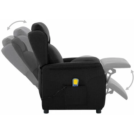 HAPPYSHOPPING Fauteuil Inclinable Electrique De Massage Noir Tissu 4 HAPPYSHOPPING Fauteuil Inclinable Electrique De Massage Noir Tissu – Image 2
