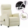 HAPPYSHOPPING Fauteuil Inclinable Electrique De Massage Creme Similicuir
