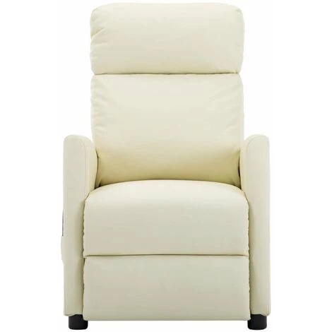 HAPPYSHOPPING Fauteuil Inclinable Electrique De Massage Creme Similicuir 4 HAPPYSHOPPING Fauteuil Inclinable Electrique De Massage Creme Similicuir – Image 2