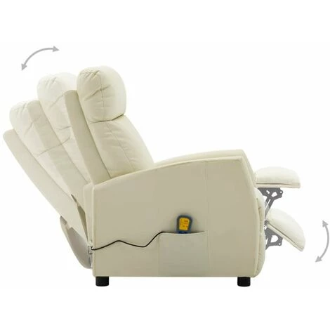 HAPPYSHOPPING Fauteuil Inclinable Electrique De Massage Creme Similicuir 5 HAPPYSHOPPING Fauteuil Inclinable Electrique De Massage Creme Similicuir – Image 3