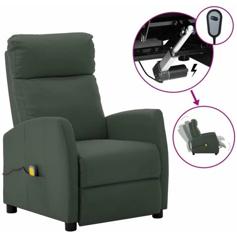 HAPPYSHOPPING Fauteuil Inclinable Electrique De Massage Gris Similicuir 3 HAPPYSHOPPING Fauteuil Inclinable Electrique De Massage Gris Similicuir