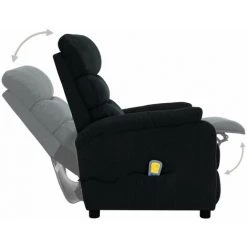 HAPPYSHOPPING Fauteuil Inclinable Electrique De Massage Noir Tissu -Pas Cher Fauteuil Magasin 40251824 4
