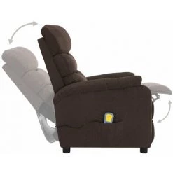 HAPPYSHOPPING Fauteuil Inclinable Electrique De Massage Marron Tissu -Pas Cher Fauteuil Magasin 40251827 4