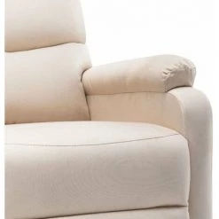 HAPPYSHOPPING Fauteuil Inclinable Electrique De Massage Creme Tissu -Pas Cher Fauteuil Magasin 40251831 5