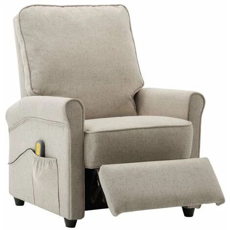 HAPPYSHOPPING Fauteuil Inclinable Electrique De Massage Creme Tissu 5 HAPPYSHOPPING Fauteuil Inclinable Electrique De Massage Creme Tissu – Image 3