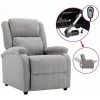 HAPPYSHOPPING Fauteuil TV Inclinable Electrique Gris Clair Tissu -Pas Cher Fauteuil Magasin 40251864 1