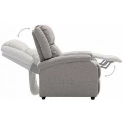 HAPPYSHOPPING Fauteuil TV Inclinable Electrique Gris Clair Tissu -Pas Cher Fauteuil Magasin 40251864 4
