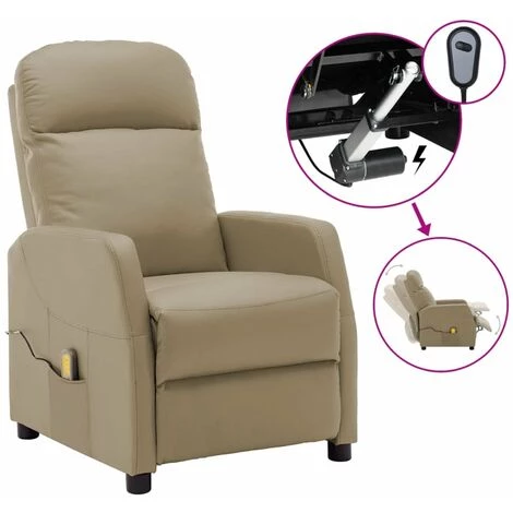 HAPPYSHOPPING Fauteuil Inclinable Electrique De Massage Cappuccino Similicuir 3 HAPPYSHOPPING Fauteuil Inclinable Electrique De Massage Cappuccino Similicuir