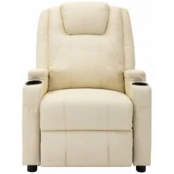HAPPYSHOPPING Fauteuil Inclinable Electrique Blanc Creme Similicuir -Pas Cher Fauteuil Magasin 40252064 2