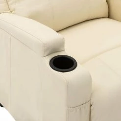 HAPPYSHOPPING Fauteuil Inclinable Electrique Blanc Creme Similicuir -Pas Cher Fauteuil Magasin 40252064 5