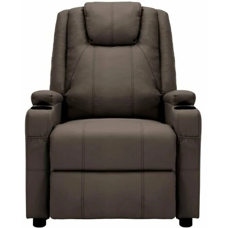 HAPPYSHOPPING Fauteuil Inclinable Electrique Marron Similicuir 4 HAPPYSHOPPING Fauteuil Inclinable Electrique Marron Similicuir â Image 2