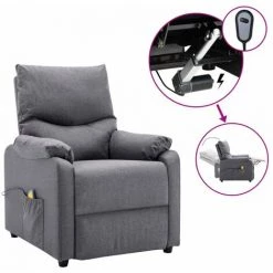 HAPPYSHOPPING Fauteuil De Massage Inclinable Electrique Gris Clair Tissu -Pas Cher Fauteuil Magasin 40252086 2