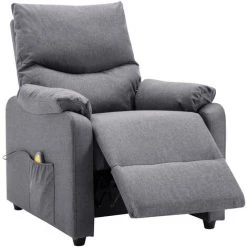 HAPPYSHOPPING Fauteuil De Massage Inclinable Electrique Gris Clair Tissu -Pas Cher Fauteuil Magasin 40252086 5