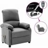 HAPPYSHOPPING Fauteuil De Massage Inclinable Electrique Gris Clair Tissu