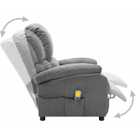 HAPPYSHOPPING Fauteuil De Massage Inclinable Electrique Gris Clair Tissu 4 HAPPYSHOPPING Fauteuil De Massage Inclinable Electrique Gris Clair Tissu – Image 2