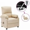 HAPPYSHOPPING Fauteuil De Massage Inclinable Electrique Creme Tissu -Pas Cher Fauteuil Magasin 40252095 1