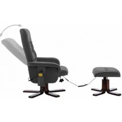 HAPPYSHOPPING Fauteuil De Massage Inclinable Et Repose-pied Gris Similicuir -Pas Cher Fauteuil Magasin 40270146 4