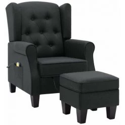 HAPPYSHOPPING Fauteuil De Massage Avec Repose-pied Gris Fonce Tissu -Pas Cher Fauteuil Magasin 40270158 2