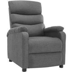 HAPPYSHOPPING Fauteuil Inclinable Gris Clair Tissu -Pas Cher Fauteuil Magasin 40271675 2