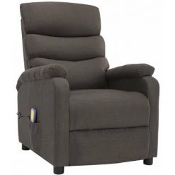 HAPPYSHOPPING Fauteuil Inclinable De Massage Taupe Tissu -Pas Cher Fauteuil Magasin 40271793 3