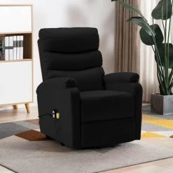 HAPPYSHOPPING Fauteuil Inclinable De Massage Noir Similicuir