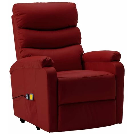HAPPYSHOPPING Fauteuil Inclinable De Massage Rouge Bordeaux Similicuir 5 HAPPYSHOPPING Fauteuil Inclinable De Massage Rouge Bordeaux Similicuir – Image 3