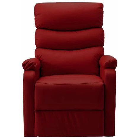 HAPPYSHOPPING Fauteuil Inclinable De Massage Rouge Bordeaux Similicuir 6 HAPPYSHOPPING Fauteuil Inclinable De Massage Rouge Bordeaux Similicuir – Image 4