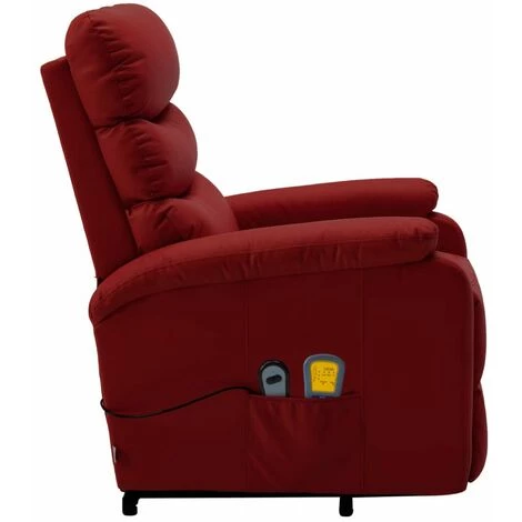 HAPPYSHOPPING Fauteuil Inclinable De Massage Rouge Bordeaux Similicuir 7 HAPPYSHOPPING Fauteuil Inclinable De Massage Rouge Bordeaux Similicuir – Image 5