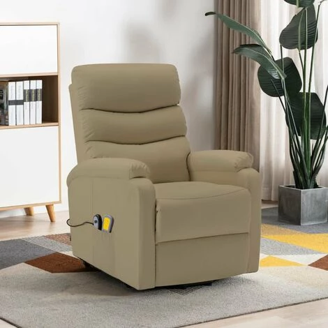 HAPPYSHOPPING Fauteuil Inclinable De Massage Cappuccino Similicuir 3 HAPPYSHOPPING Fauteuil Inclinable De Massage Cappuccino Similicuir