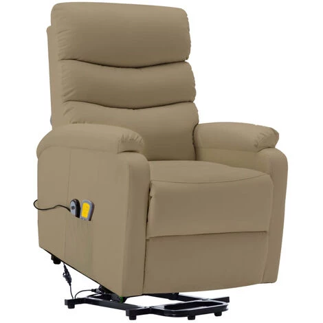 HAPPYSHOPPING Fauteuil Inclinable De Massage Cappuccino Similicuir 4 HAPPYSHOPPING Fauteuil Inclinable De Massage Cappuccino Similicuir – Image 2