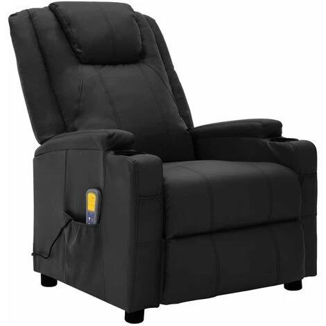 HAPPYSHOPPING Fauteuil De Massage Inclinable Noir Similicuir 3 HAPPYSHOPPING Fauteuil De Massage Inclinable Noir Similicuir