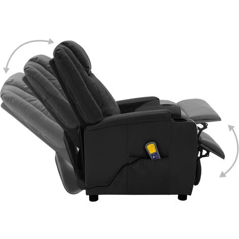 HAPPYSHOPPING Fauteuil De Massage Inclinable Noir Similicuir 5 HAPPYSHOPPING Fauteuil De Massage Inclinable Noir Similicuir – Image 3