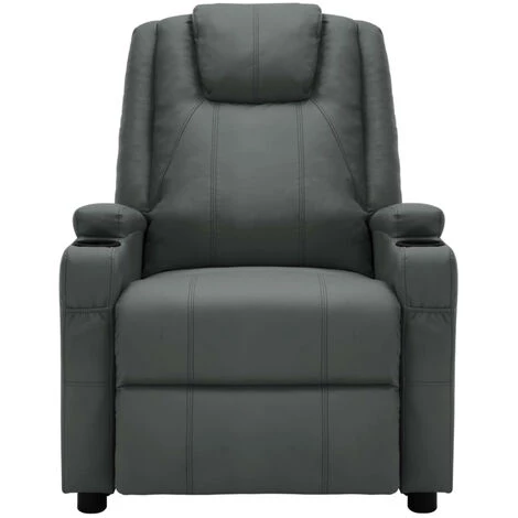 HAPPYSHOPPING Fauteuil De Massage Inclinable Anthracite Similicuir 5 HAPPYSHOPPING Fauteuil De Massage Inclinable Anthracite Similicuir – Image 3