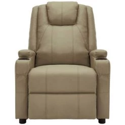 HAPPYSHOPPING Fauteuil De Massage Inclinable Cappuccino Similicuir -Pas Cher Fauteuil Magasin 40271978 3